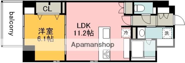 プロシード府中宮西(1LDK/6階)の間取り写真