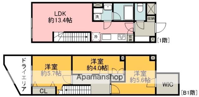 COEUR BLANC八幡山(3LDK/B1階)の間取り写真