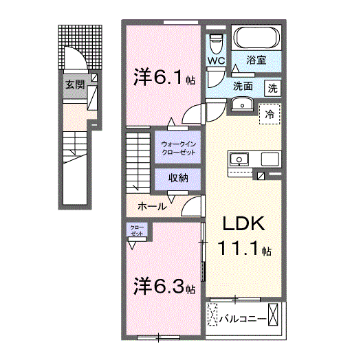 ココ ファミリア Ⅰ(2LDK/2階)の間取り写真