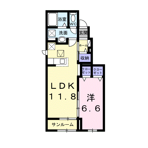 ヴェッタ コスタ(1LDK/1階)の間取り写真