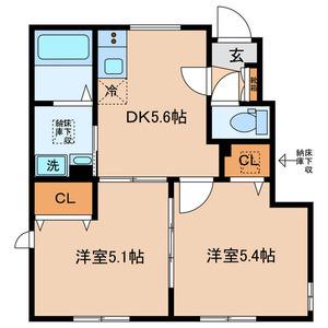 メゾンジェム(2K/1階)の間取り写真