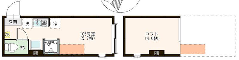 EMARIE代田橋(ワンルーム/1階)の間取り写真