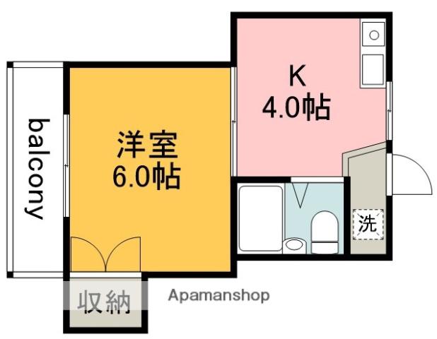 シャルマン二番館(1K/2階)の間取り写真