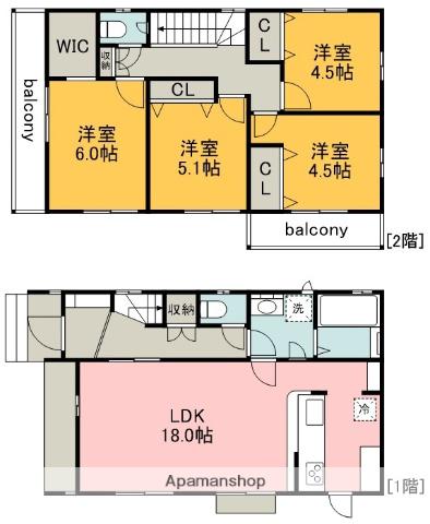 京王電鉄京王線 飛田給駅 徒歩13分 2階建 築1年(4LDK)の間取り写真