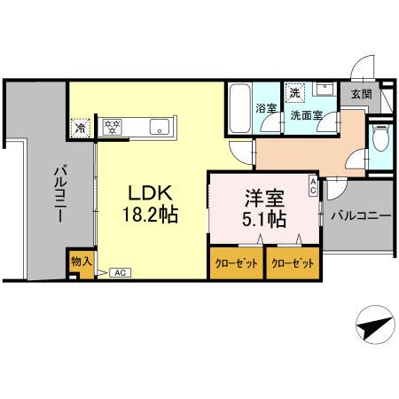 D-RESIDENCE稲城(1LDK/2階)の間取り写真