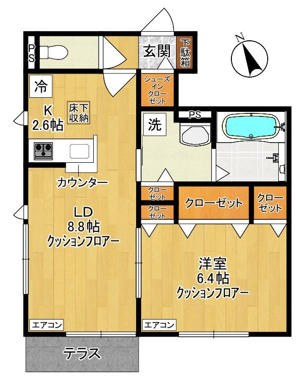 菅ハイツ(1LDK/1階)の間取り写真