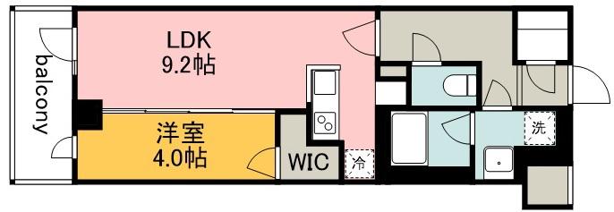 LUMINOUSつつじヶ丘(1LDK/2階)の間取り写真