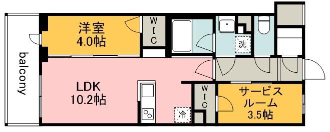LUMINOUSつつじヶ丘(1SLDK/1階)の間取り写真