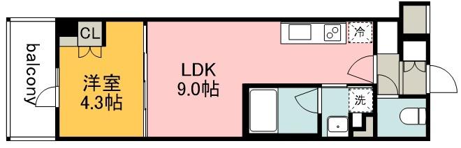 LUMINOUSつつじヶ丘(1LDK/2階)の間取り写真