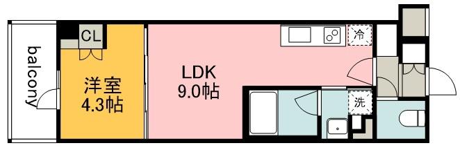 LUMINOUSつつじヶ丘(1LDK/4階)の間取り写真