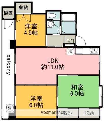 多摩川ト-7号棟(3LDK/4階)の間取り写真
