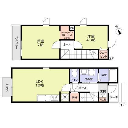 エムキース国領A(2LDK/1階)の間取り写真