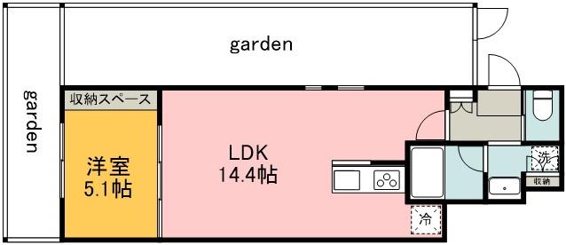 BRILLIANT JO-1(1LDK/1階)の間取り写真