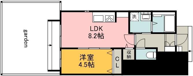 AVION西国(1LDK/1階)の間取り写真