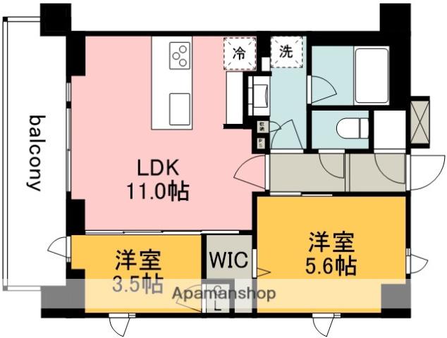 華のテラス(2LDK/4階)の間取り写真