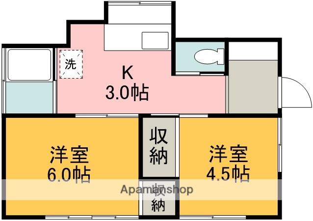 京王電鉄京王線 東府中駅 徒歩13分 1階建 築67年(2K)の間取り写真