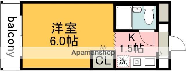 エルシャロンⅡ(1K/4階)の間取り写真