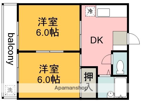 エステート田園(2DK/2階)の間取り写真
