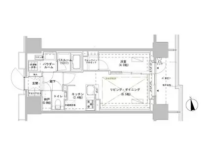 パークスフィア牛込神楽坂(1LDK/3階)の間取り写真