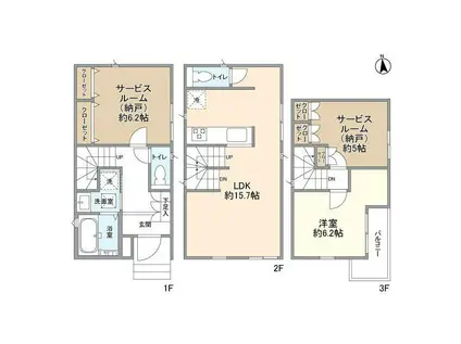 東京地下鉄方南支線 中野富士見町駅 徒歩13分 3階建 築1年(1SLDK)の間取り写真