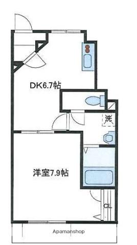 カタム白眞(1DK/1階)の間取り写真