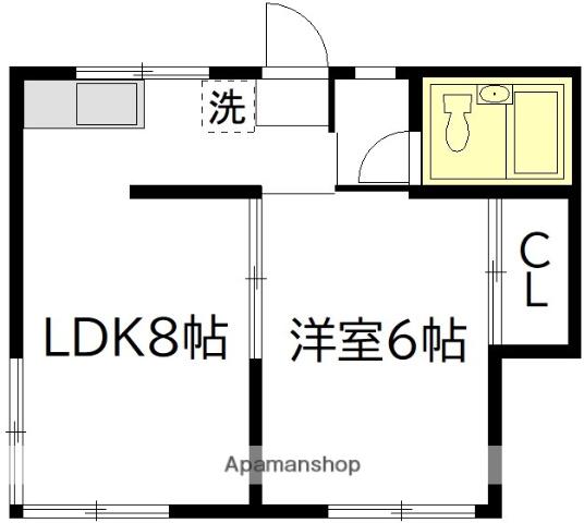 芹澤アパート(1LDK/2階)の間取り写真