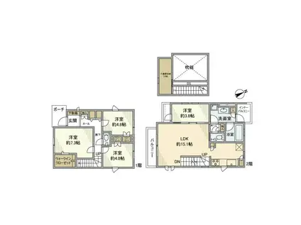 小田急電鉄小田原線 成城学園前駅 徒歩18分 2階建 築7年(4LDK)の間取り写真