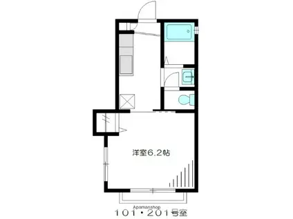 エスポワール北沢(1K/1階)の間取り写真