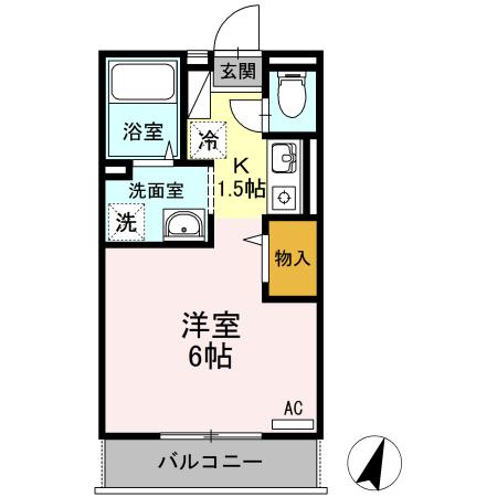 ジュネス西新井Ⅰ・Ⅱ(1K/2階)の間取り写真