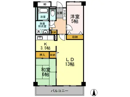 アクシス高砂(2LDK/1階)の間取り写真