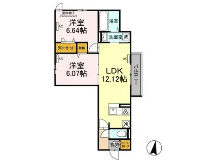 D-ROOM堀切1丁目(2LDK/3階)の間取り写真