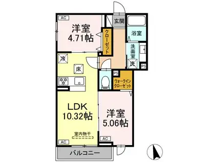 グラナーデ加賀(2LDK/1階)の間取り写真