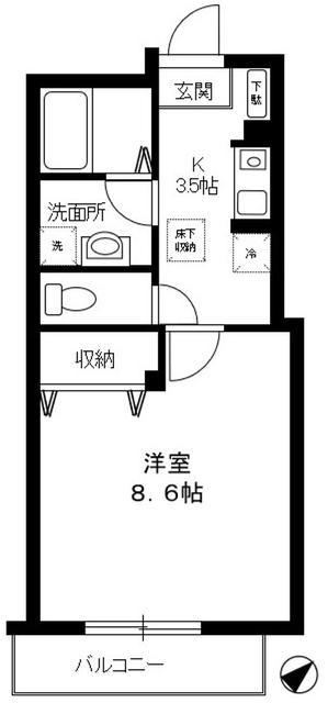 エミネンス多摩川(1K/1階)の間取り写真