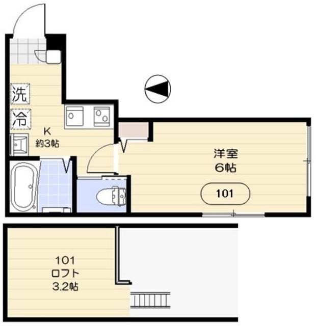 EASE(1K/1階)の間取り写真