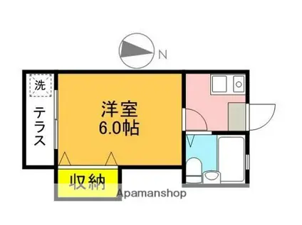 小田急電鉄小田原線 経堂駅 徒歩7分 2階建 築16年(1K/1階)の間取り写真