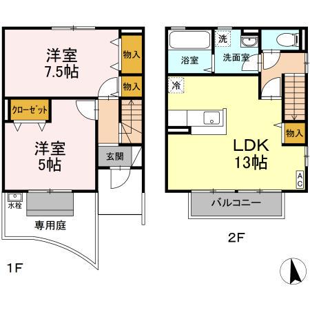 ルミエールⅡ(2LDK)の間取り写真