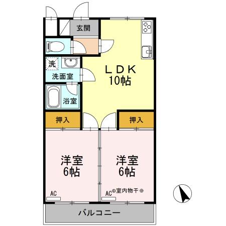ライフアメニティ(2LDK/1階)の間取り写真