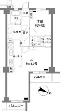 カスタリア原宿(ワンルーム/1階)の間取り写真