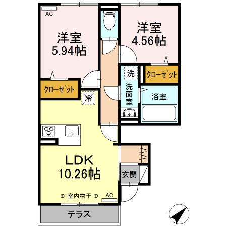 AISE VILLAGE(2LDK/1階)の間取り写真