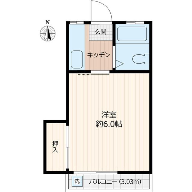 樋口荘(1K/2階)の間取り写真