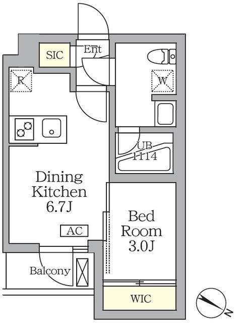 アジールコート三宿テラス(1DK/4階)の間取り写真