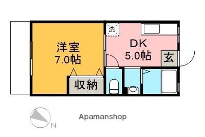 伏見ハイツA(1DK/1階)の間取り写真