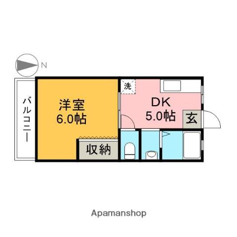 伏見ハイツA(1DK/2階)の間取り写真