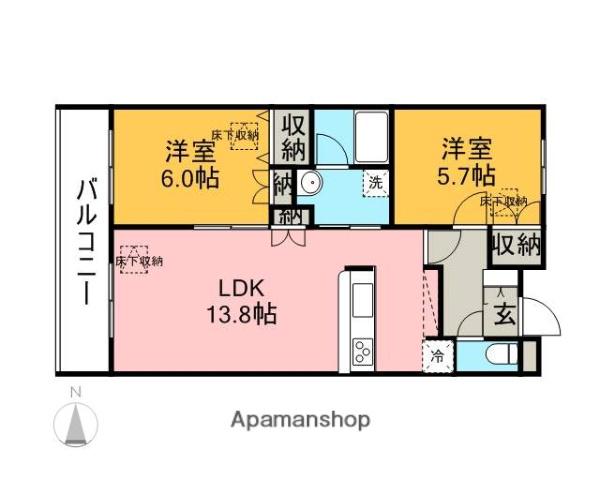 シェレザンジュ(2LDK/2階)の間取り写真