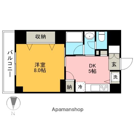 ヴェルデ藤ヶ丘(1DK/6階)の間取り写真