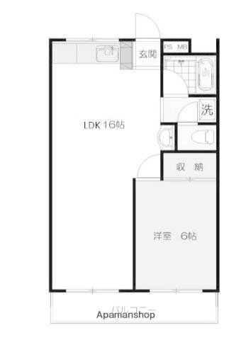 第1キングハイツ(1LDK/1階)の間取り写真