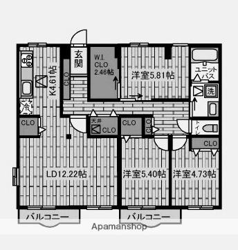 市ヶ尾森ビル六番館(3SLDK/1階)の間取り写真