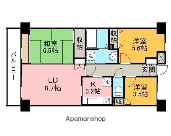 オクトス市ヶ尾1号棟(3LDK/4階)の間取り写真