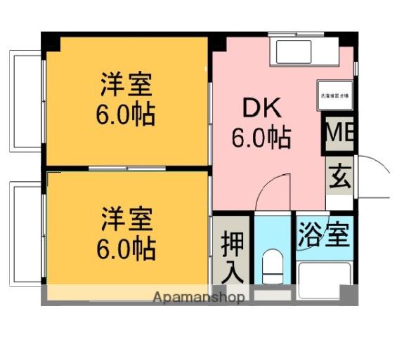 もみの木台藤ハイツ(2DK/2階)の間取り写真