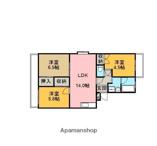 ファミール田園(3LDK/1階)の間取り写真